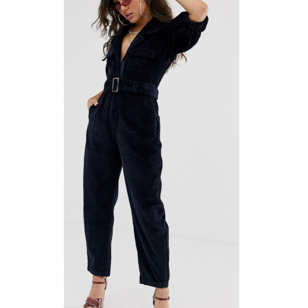 ASOS Navy Corduroy Jumpsuit